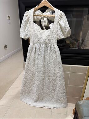 knee length dresses for ladies Ravello Linen Embroidered Baby Dress & Bloomer Set (Linen Blend) Natural / 0-3M